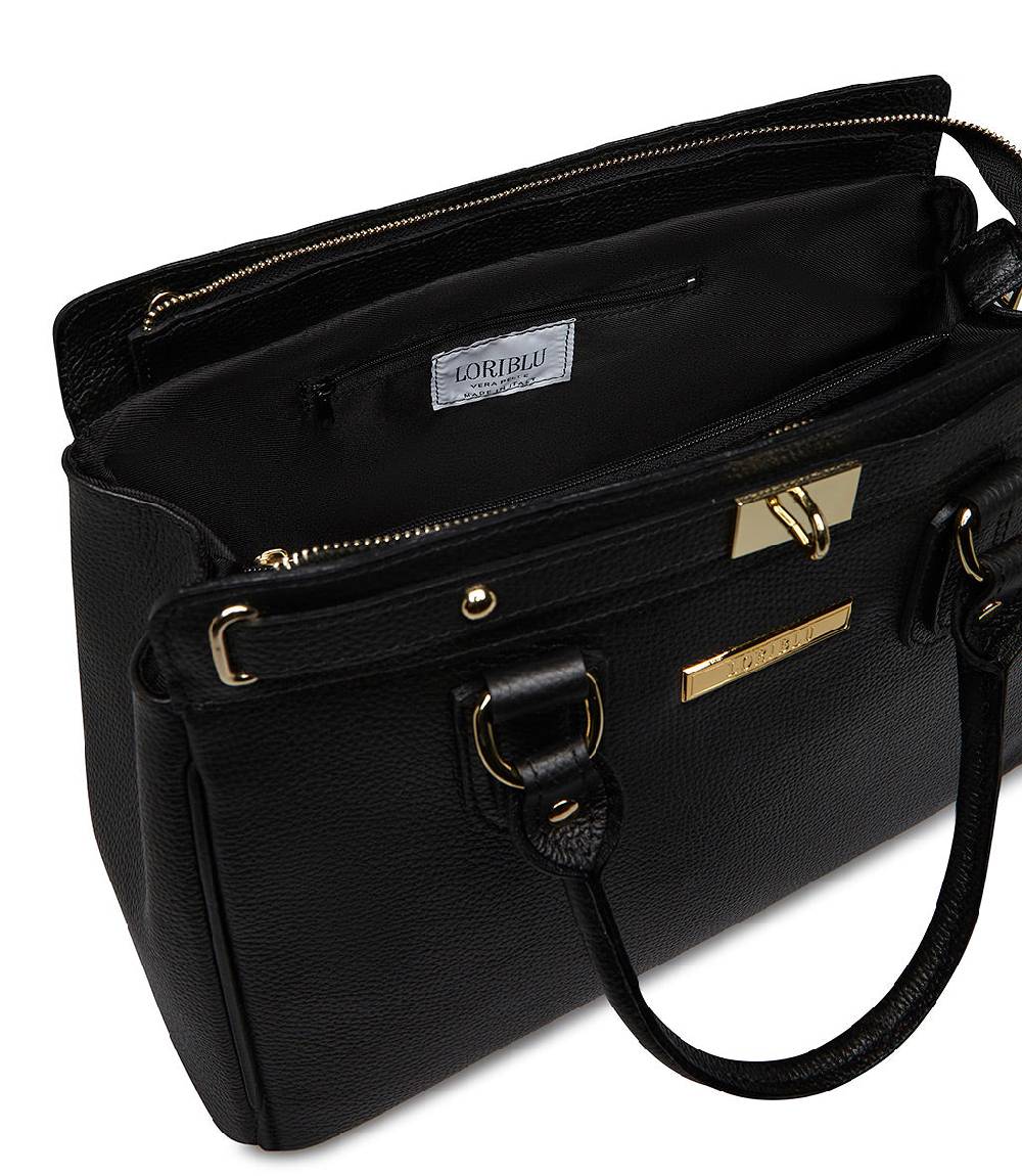Loriblu Borsa tote in pelle testurizzata nera Convenienza