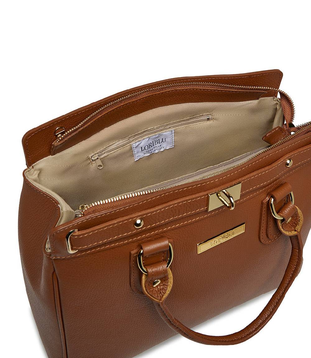 Loriblu Borsa tote in pelle testurizzata marrone Novità