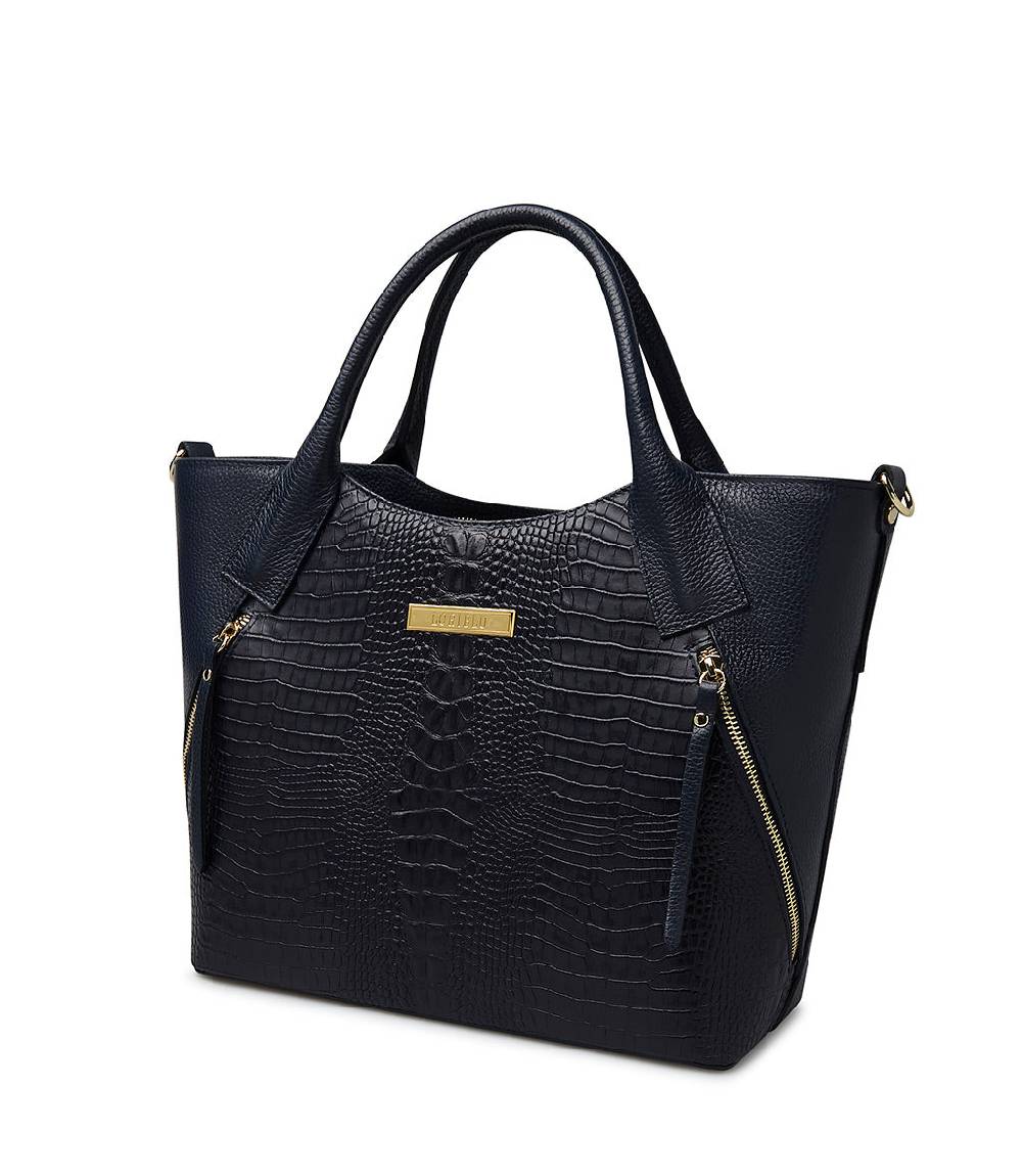 Loriblu Borsa tote blu notte in pelle stampata Sconto