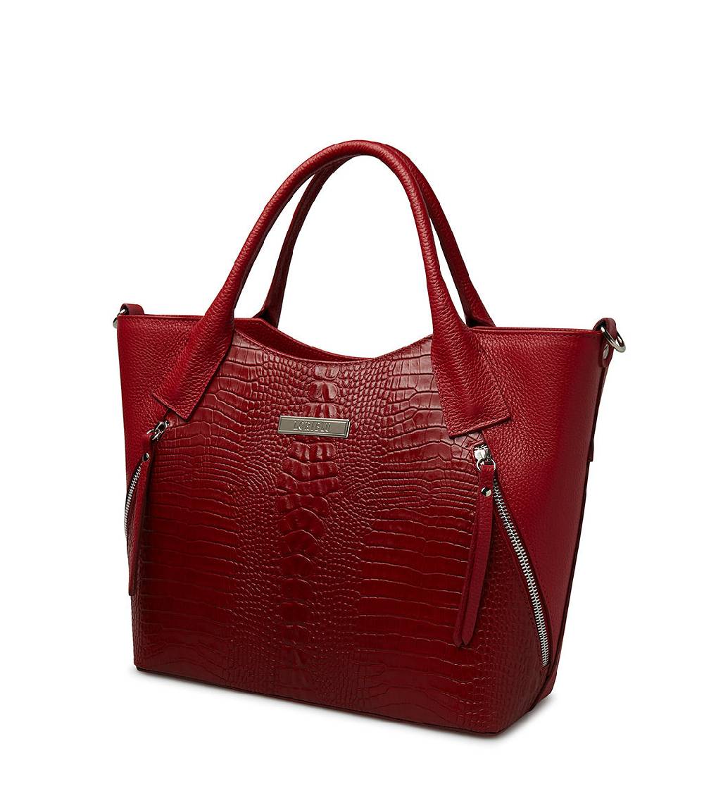 Loriblu Borsa tote bordeaux in pelle stampata Offerta