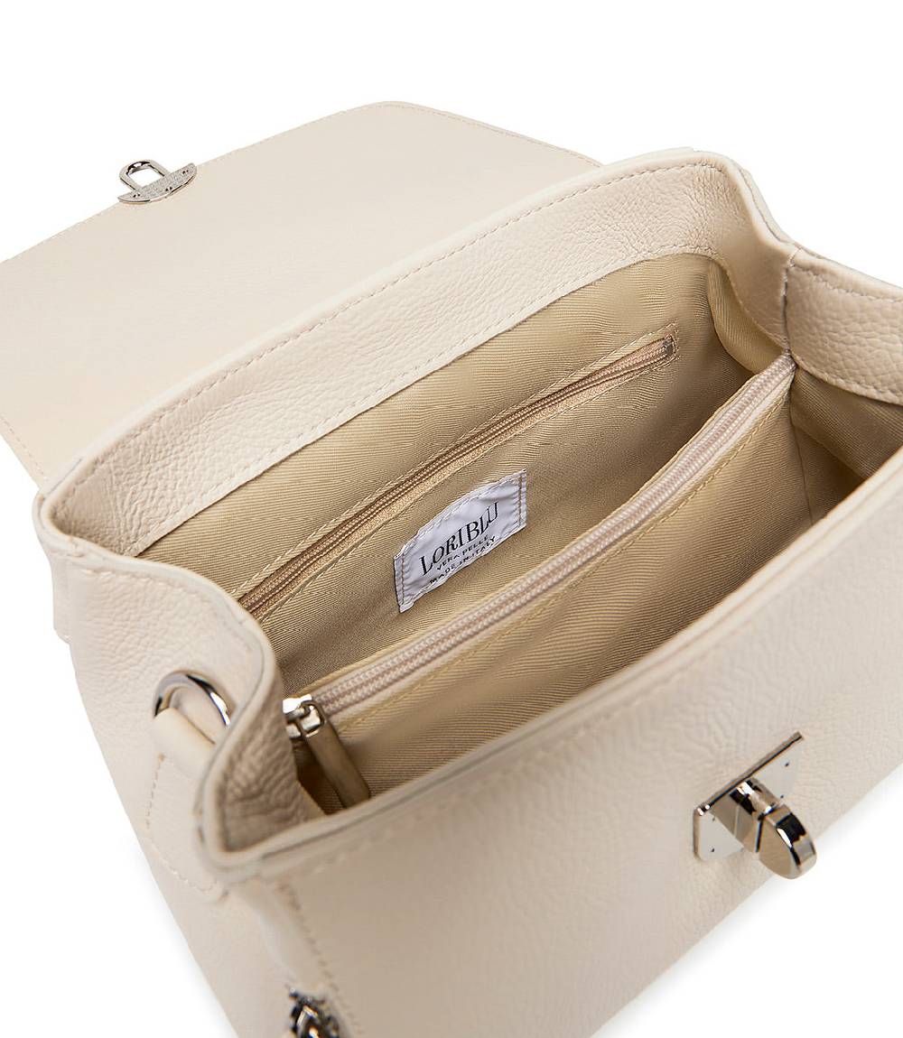 Loriblu Borsa a mano beige in pelle martellata Online