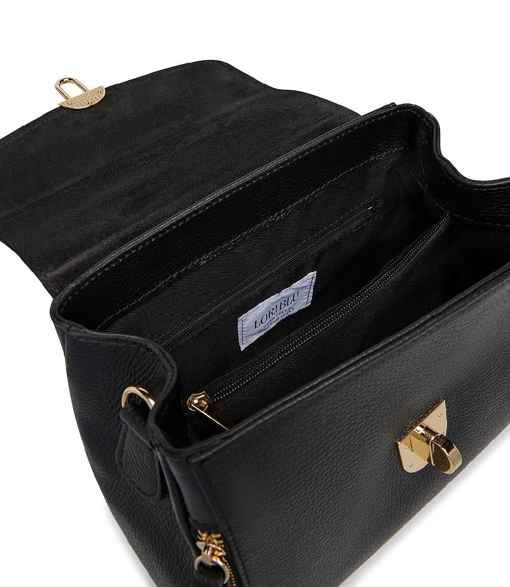 Loriblu Borsa a mano nera in pelle martellata Outlet