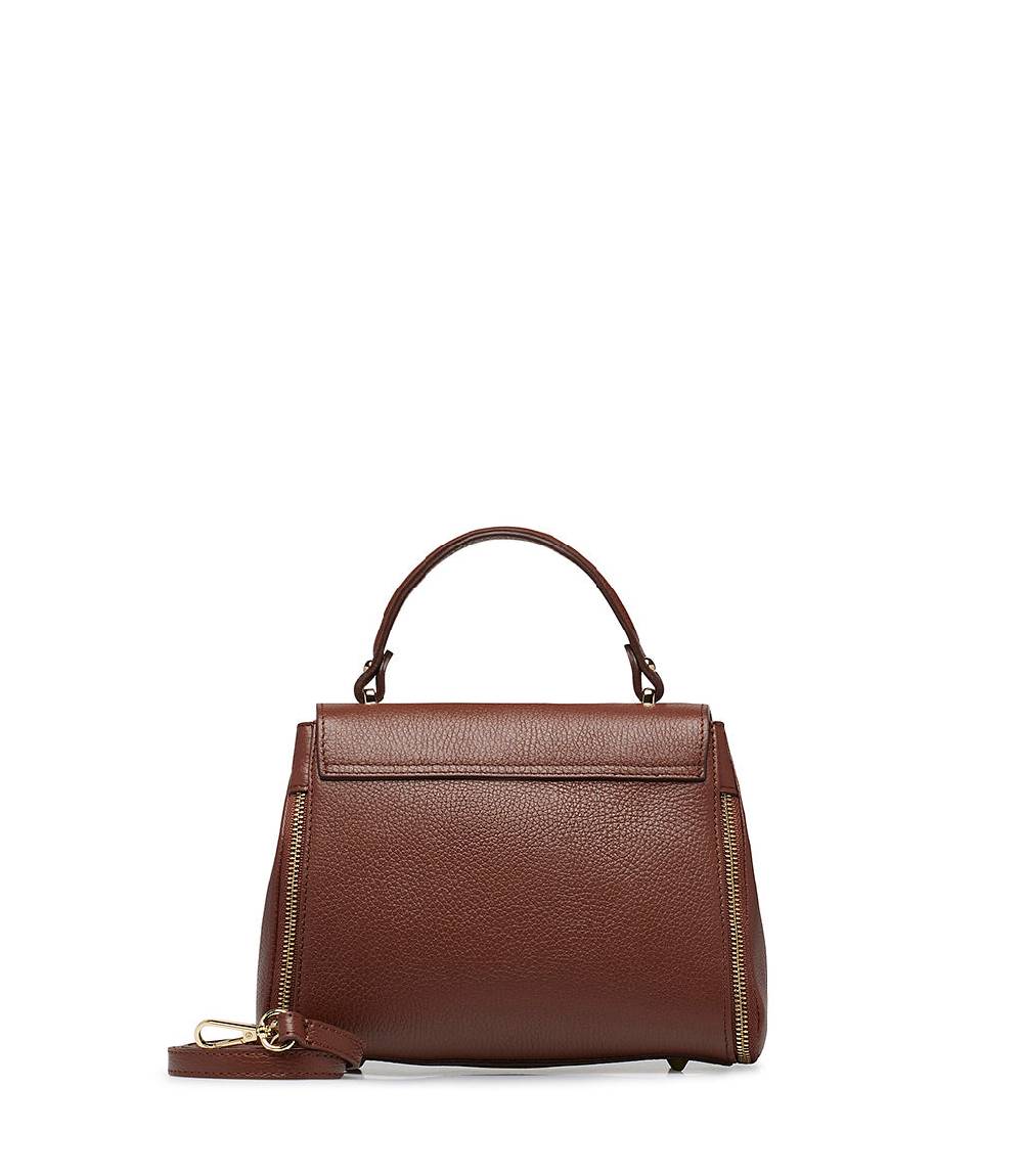 Loriblu Borsa a mano marrone bruciato in pelle martellata Saldi Di Fabbrica