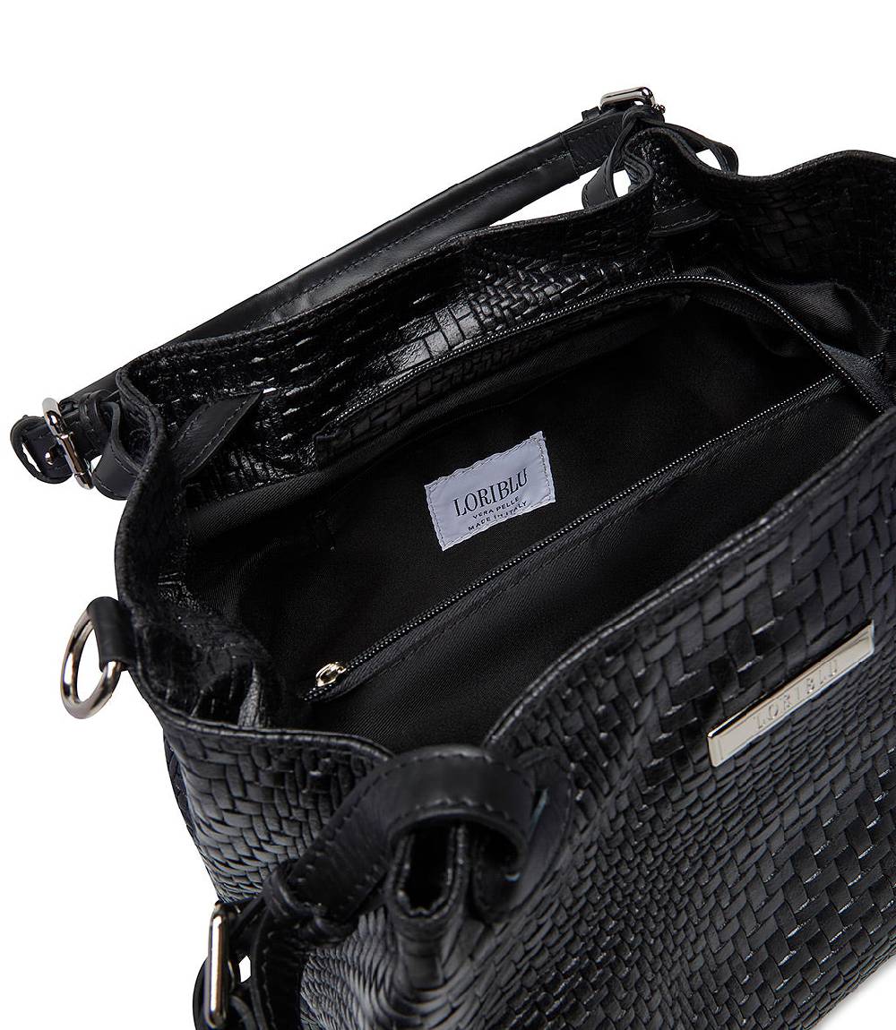 Loriblu Borsa tote in pelle intrecciata nera Offerte