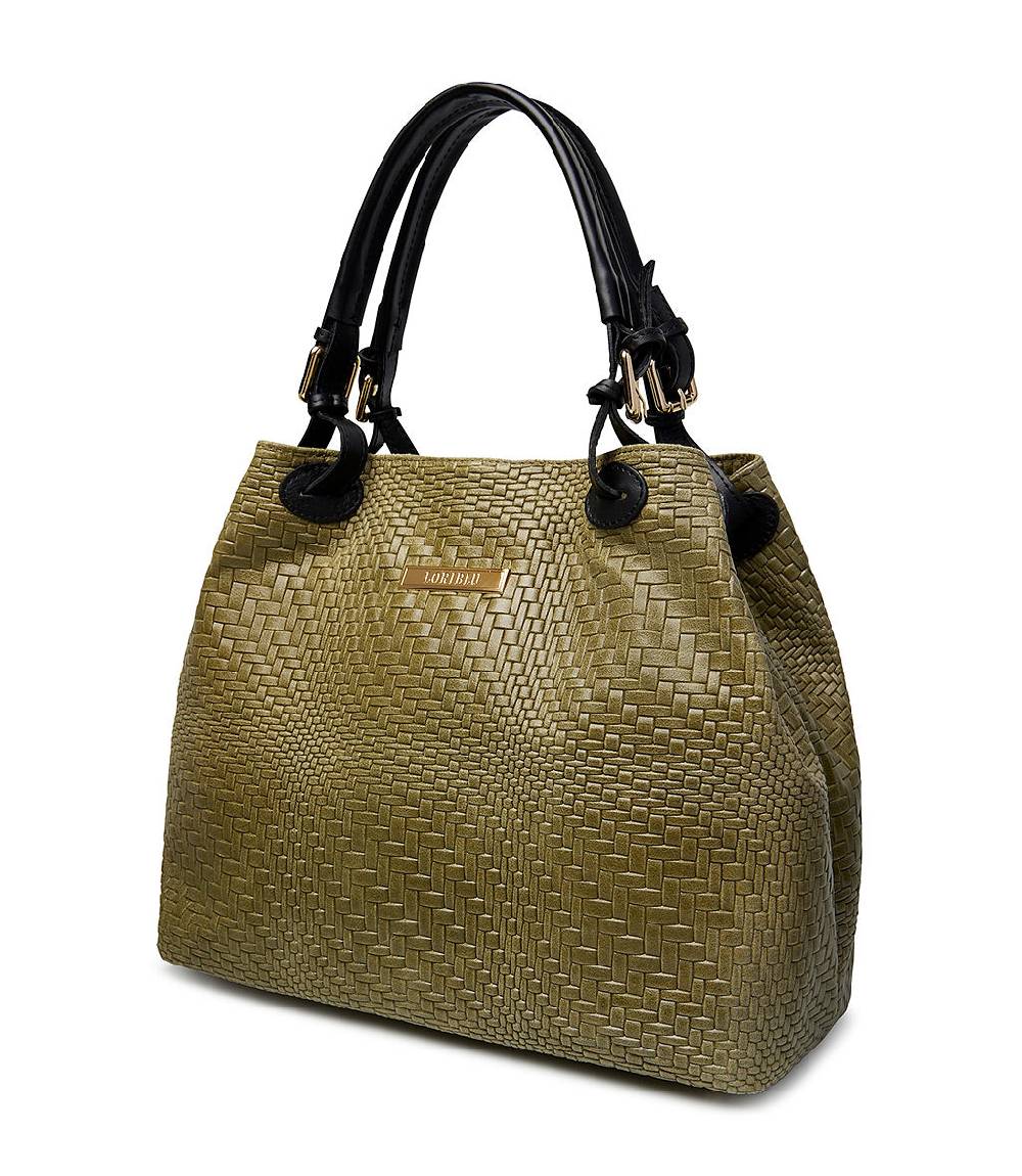 Loriblu Borsa tote in pelle intrecciata verdone Hotsell