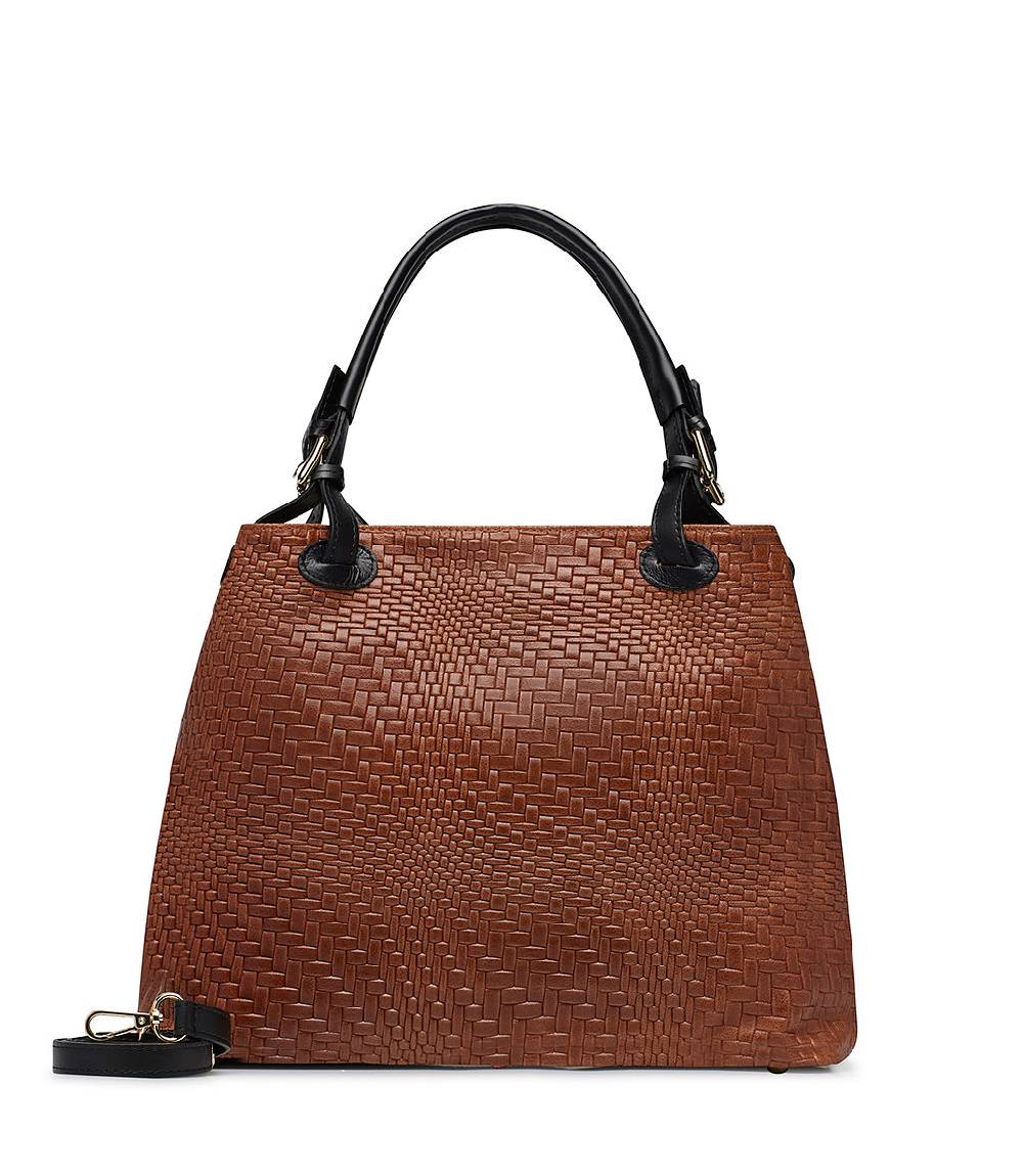 Loriblu Borsa tote in pelle intrecciata marrone Vendita Calda