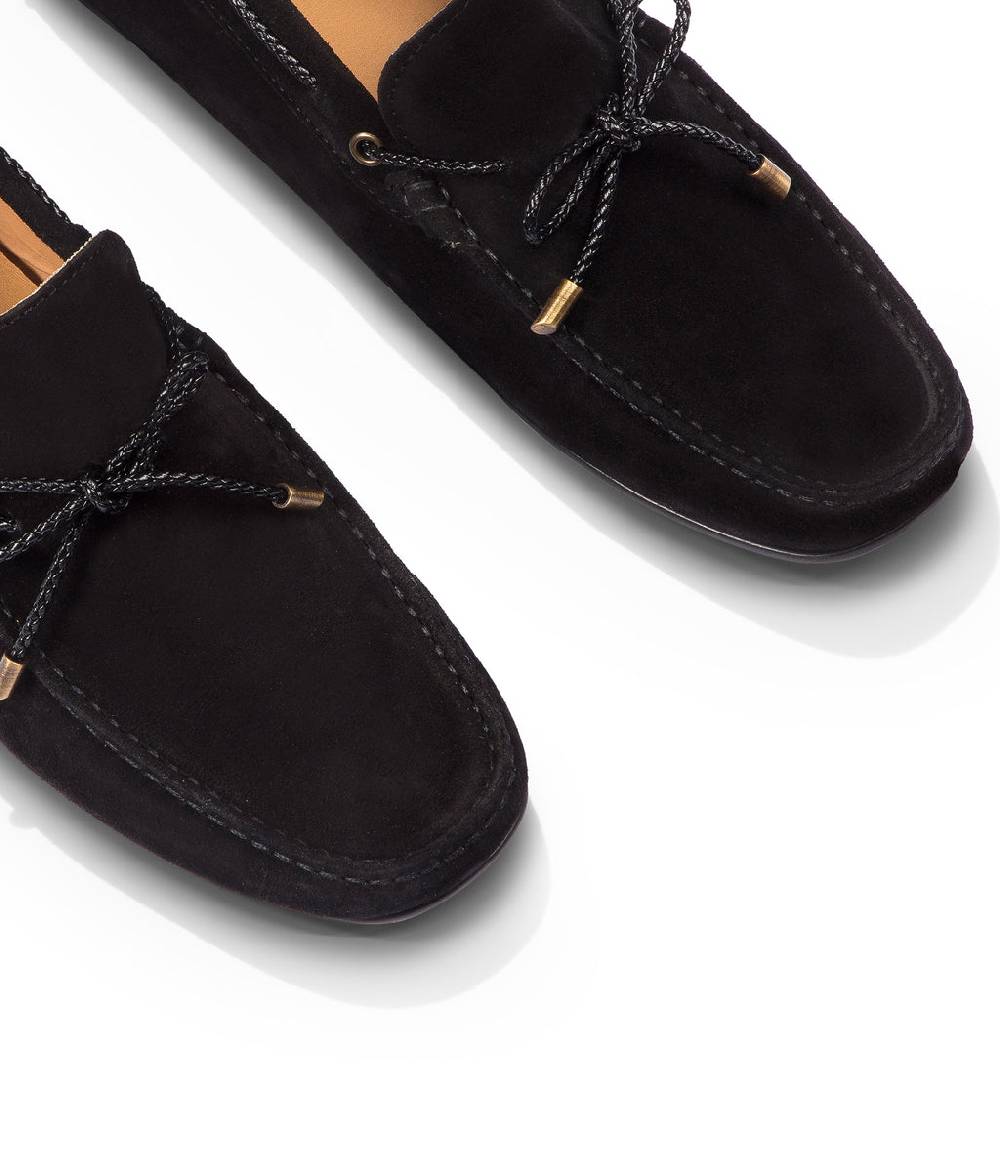 Loriblu Mocassini da barca in camoscio nero Vendita