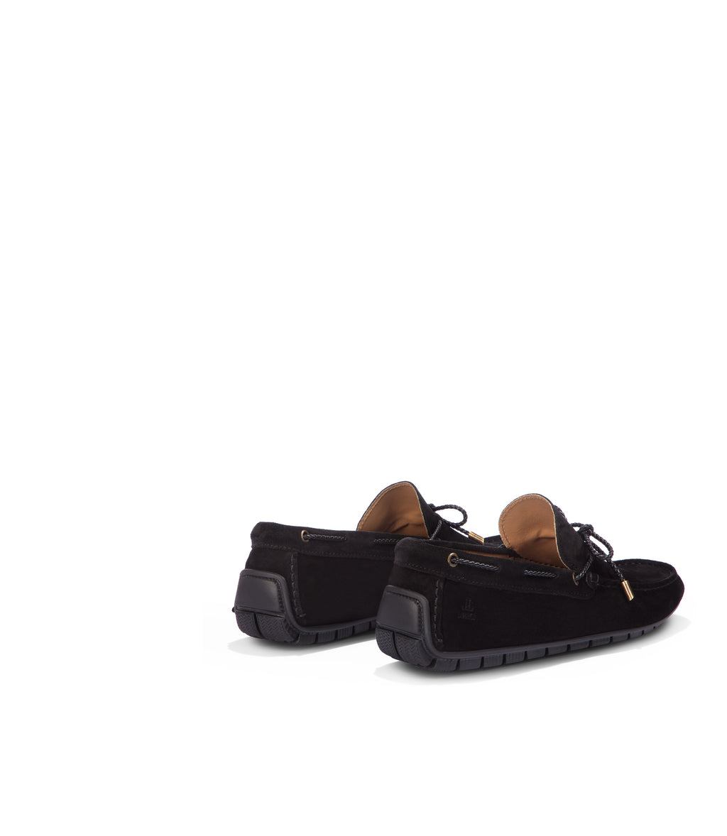 Loriblu Mocassini da barca in camoscio nero Vendita