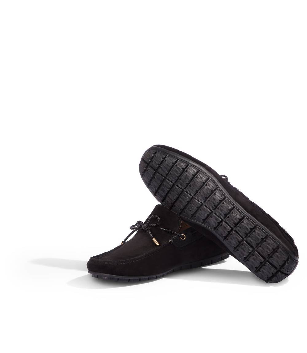 Loriblu Mocassini da barca in camoscio nero Vendita