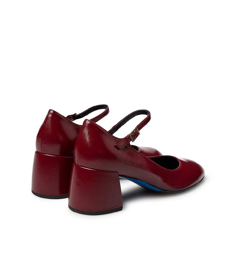 Loriblu Décolleté Mary Jane in pelle lucida bordeaux con cinturino Pezzi Unici