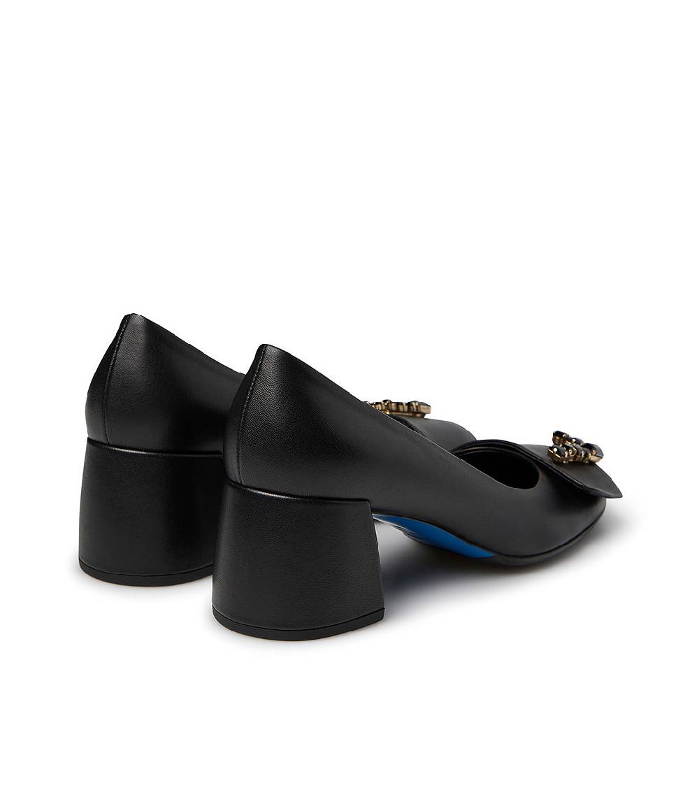 Loriblu Décolleté nappa nero con Logo Signature cristalli Soddisfazione Garantita