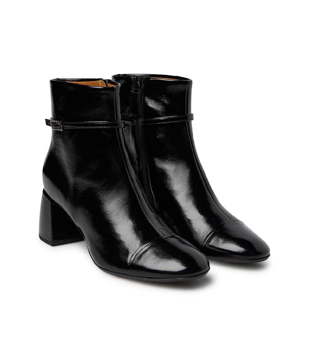 Loriblu Stivaletto in pelle lucida nera con cinturino Fino Al -60%