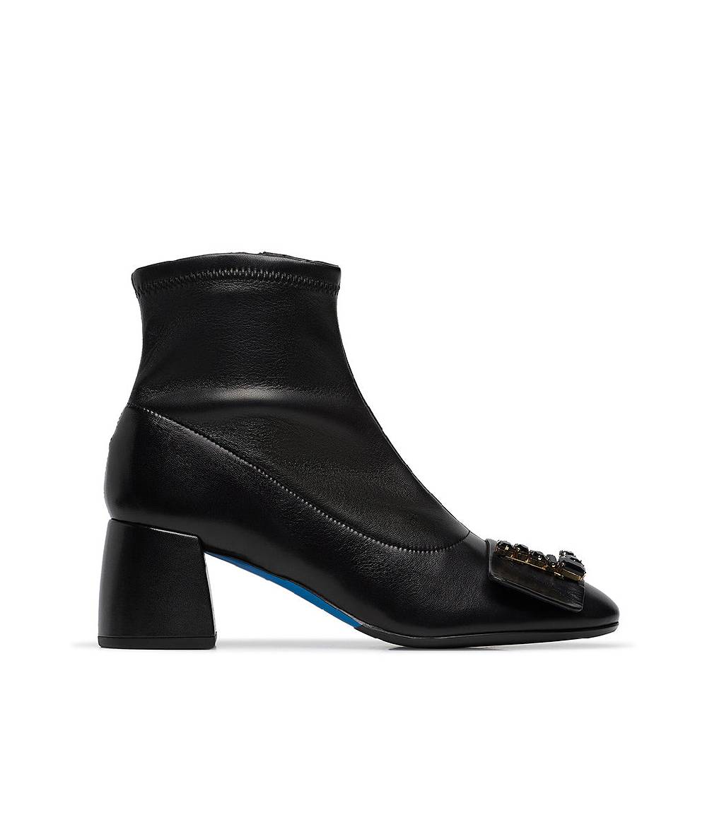 Loriblu Stivaletto in nappa nero con Logo Signature cristalli