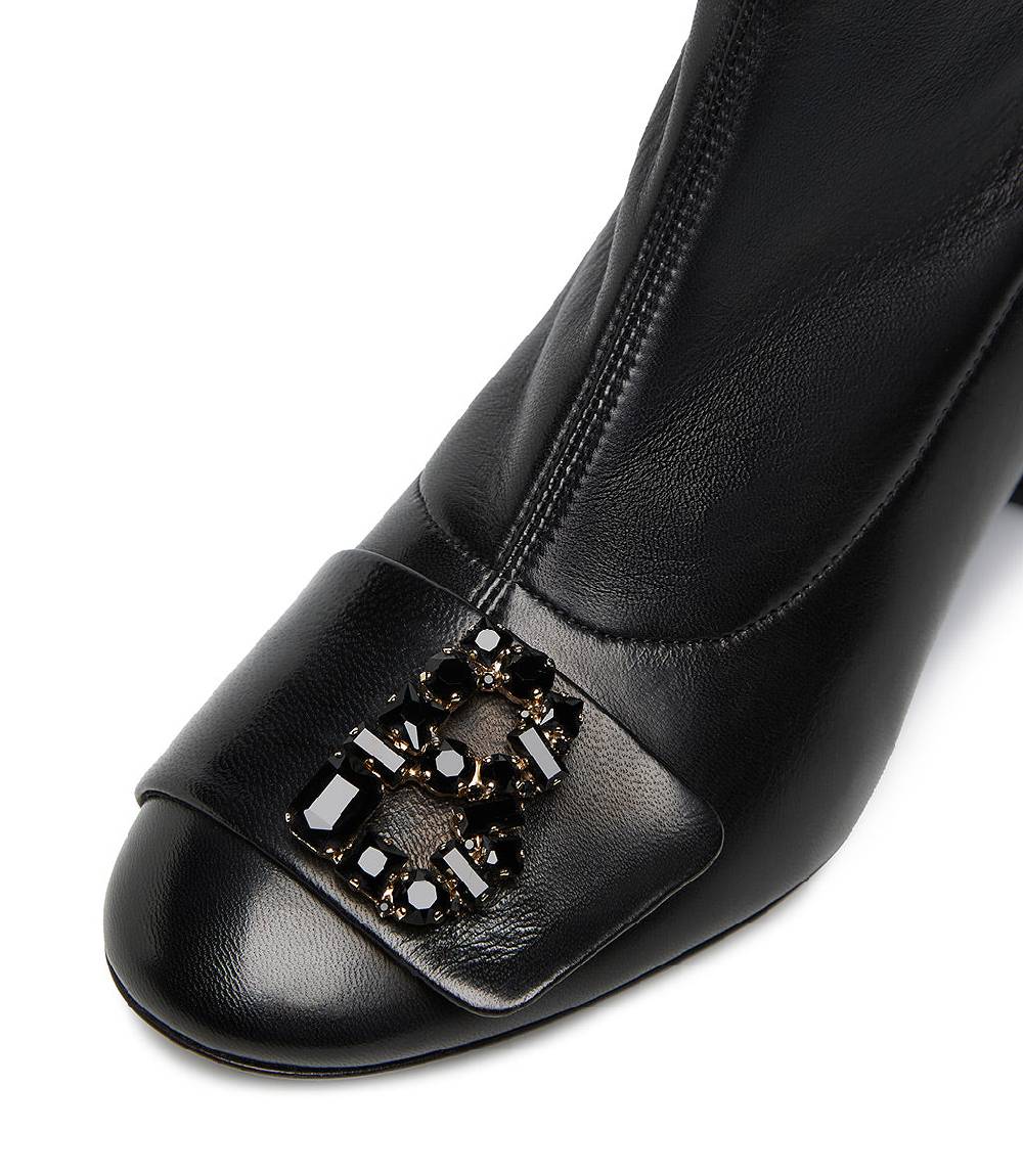 Loriblu Stivaletto in nappa nero con Logo Signature cristalli Shopping Online