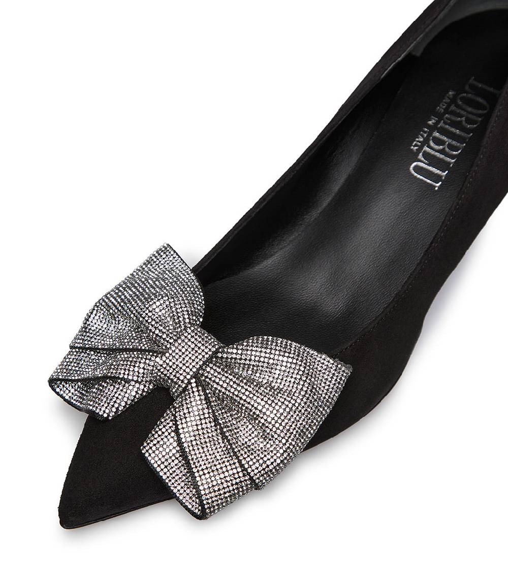 Loriblu Décolleté in camoscio nero con fiocco micro cristalli Affare Del Giorno