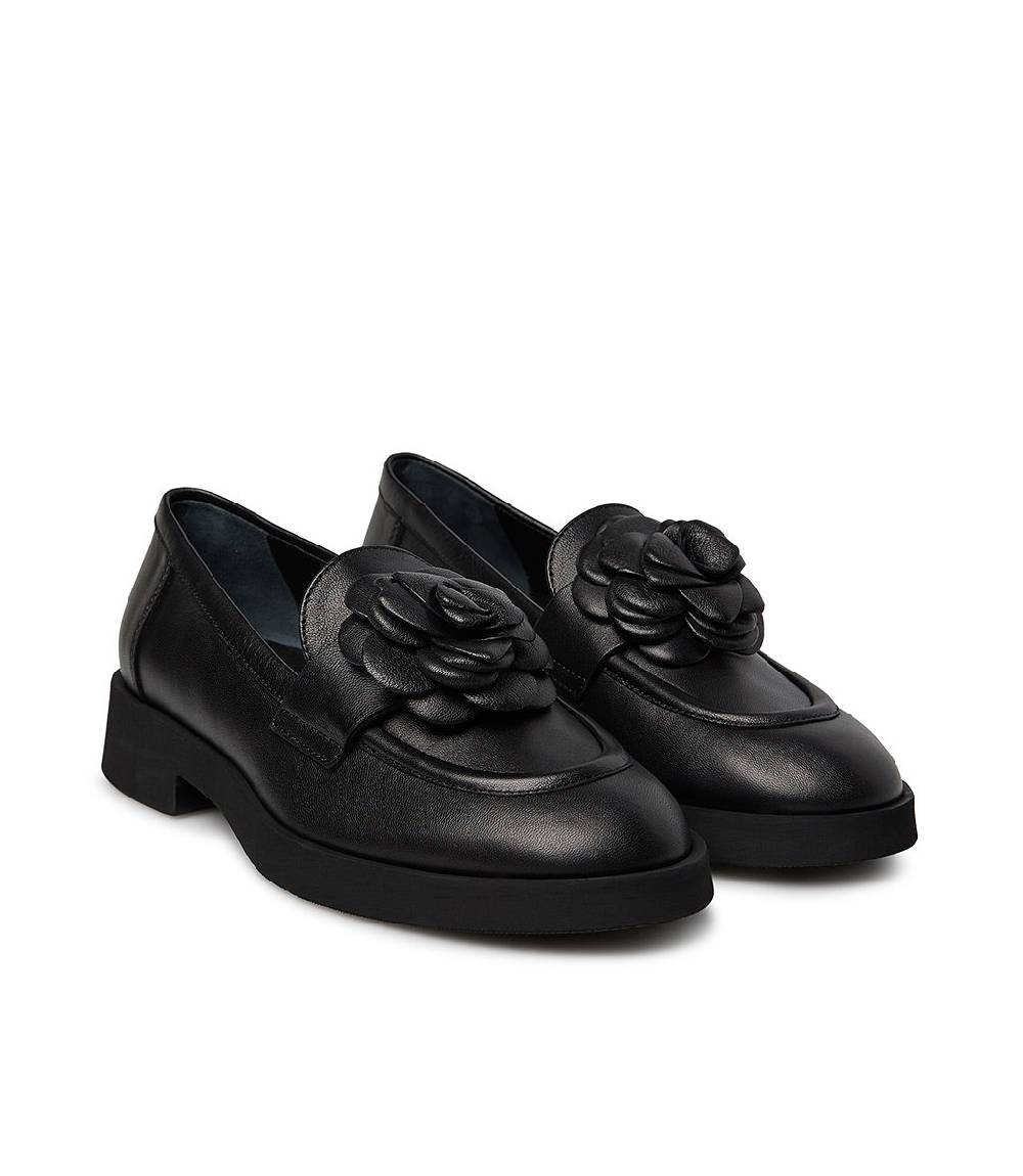 Loriblu Mocassino in nappa nero con fiore Online