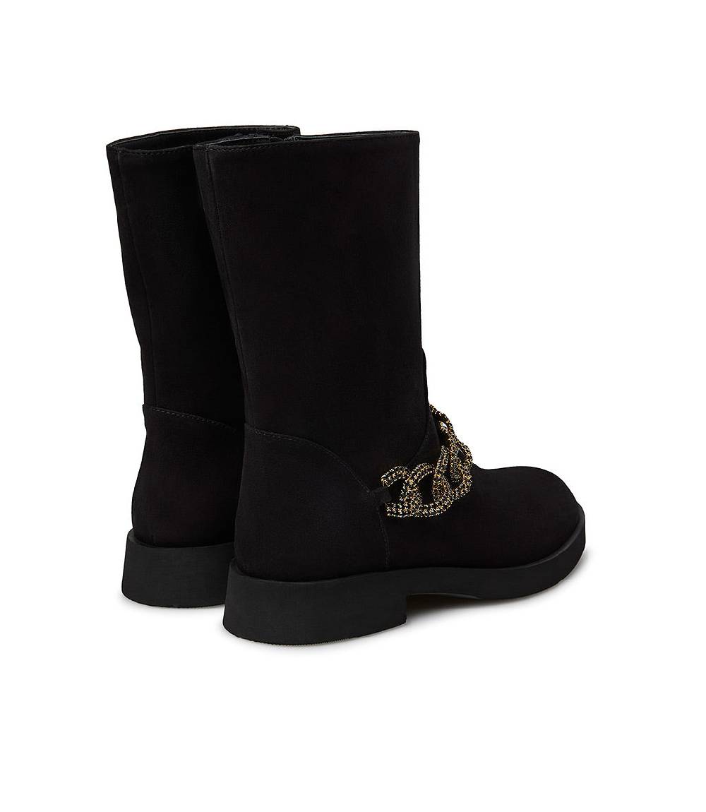 Loriblu Stivaletto in camoscio nero con catena gioiello Saldi