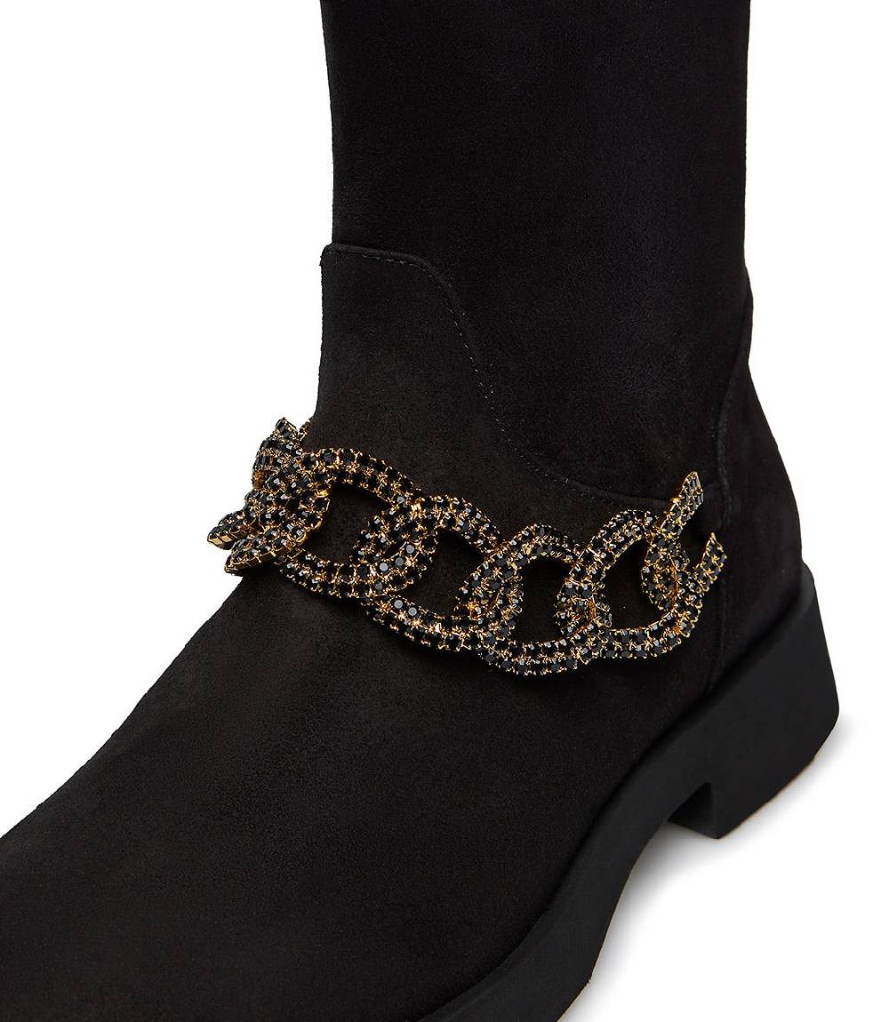 Loriblu Stivaletto in camoscio nero con catena gioiello Saldi
