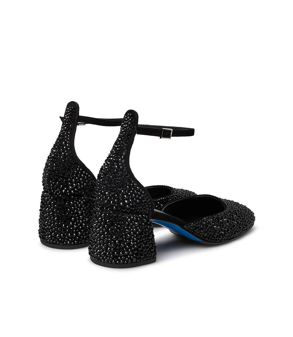 Loriblu Décolleté Mary Jane in camoscio nero con cristalli all-over Hotsell