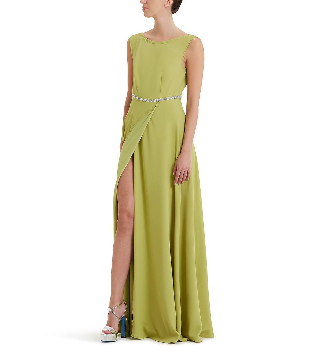 Loriblu Abito verde acido lungo con cristalli In Linea