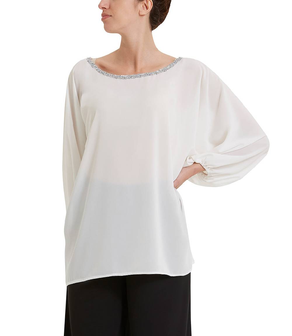 Loriblu Blusa georgette bianca Negozi Online