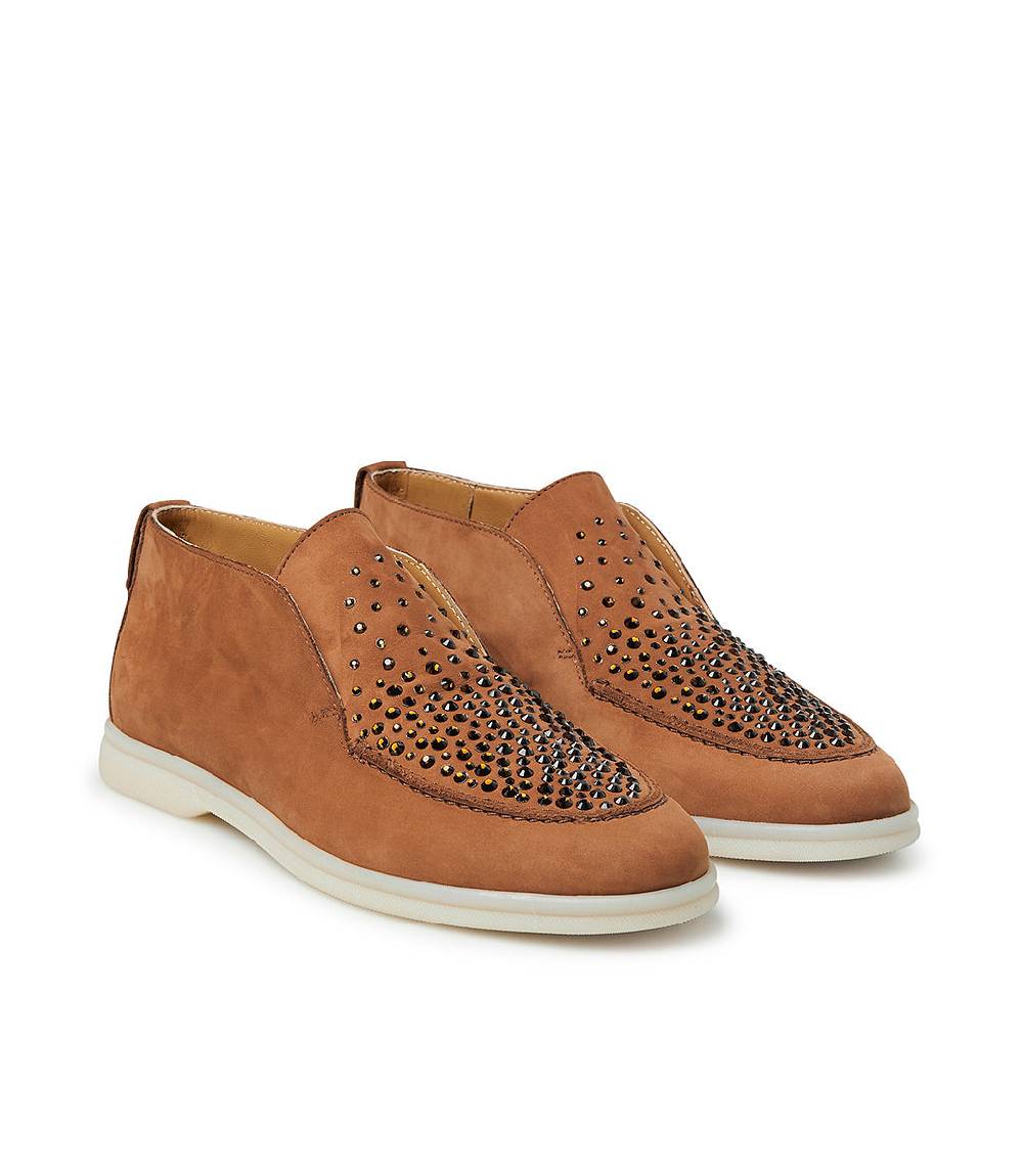 Loriblu Mocassini in nabuk ruggine con cristalli Convenienza