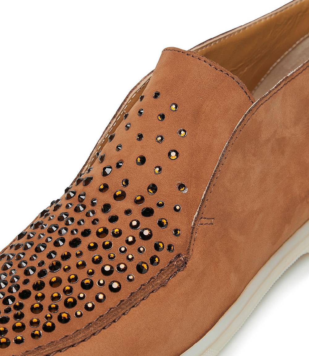 Loriblu Mocassini in nabuk ruggine con cristalli Convenienza
