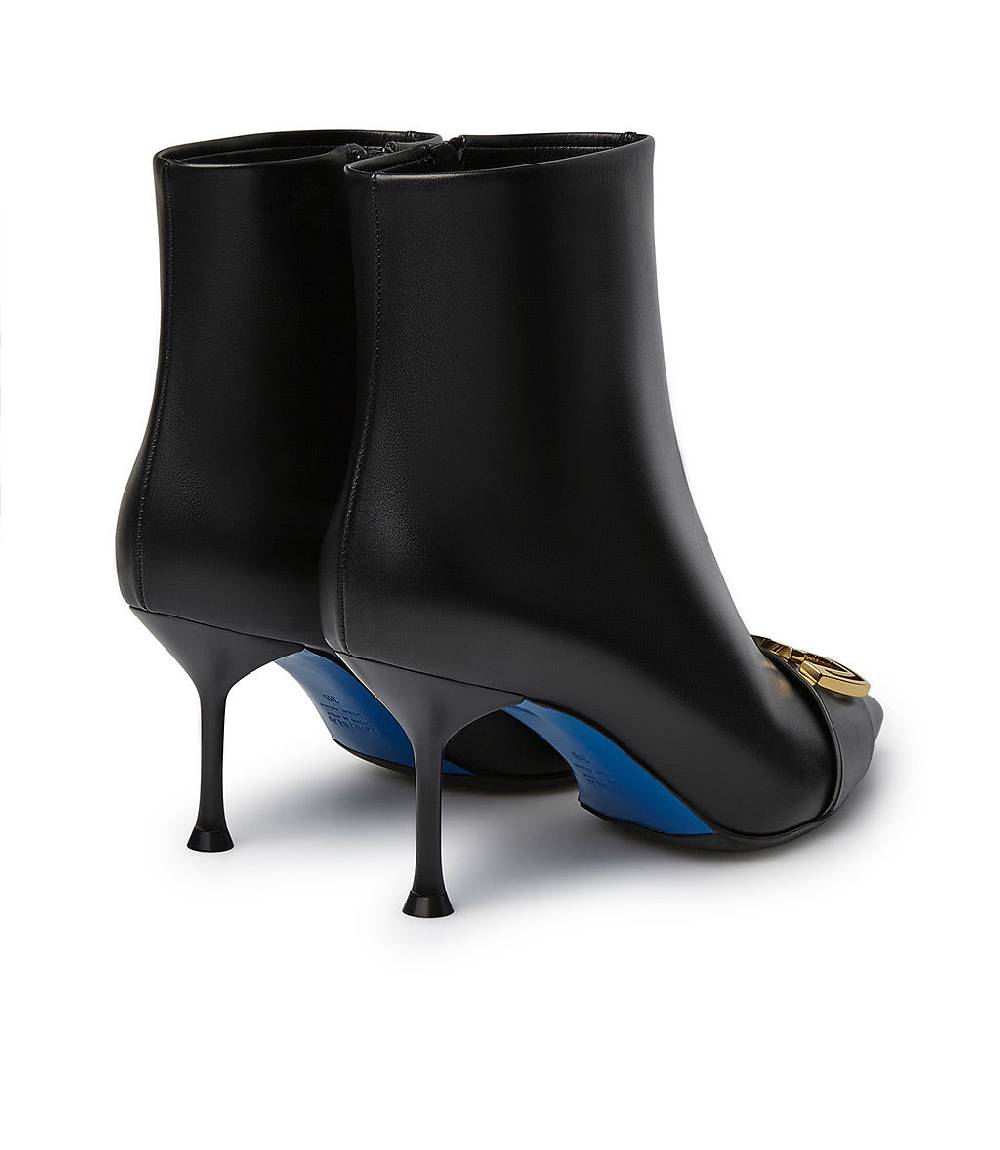 Loriblu Stivaletti in pelle nera con placca-logo Online