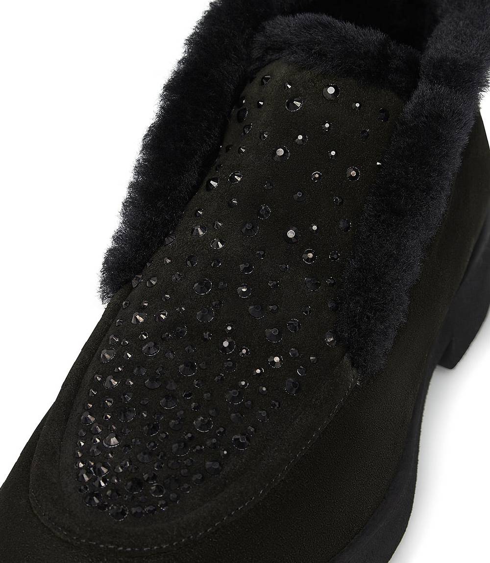Loriblu Mocassini in pelle scamosciata e shearling nero Vendita Economica