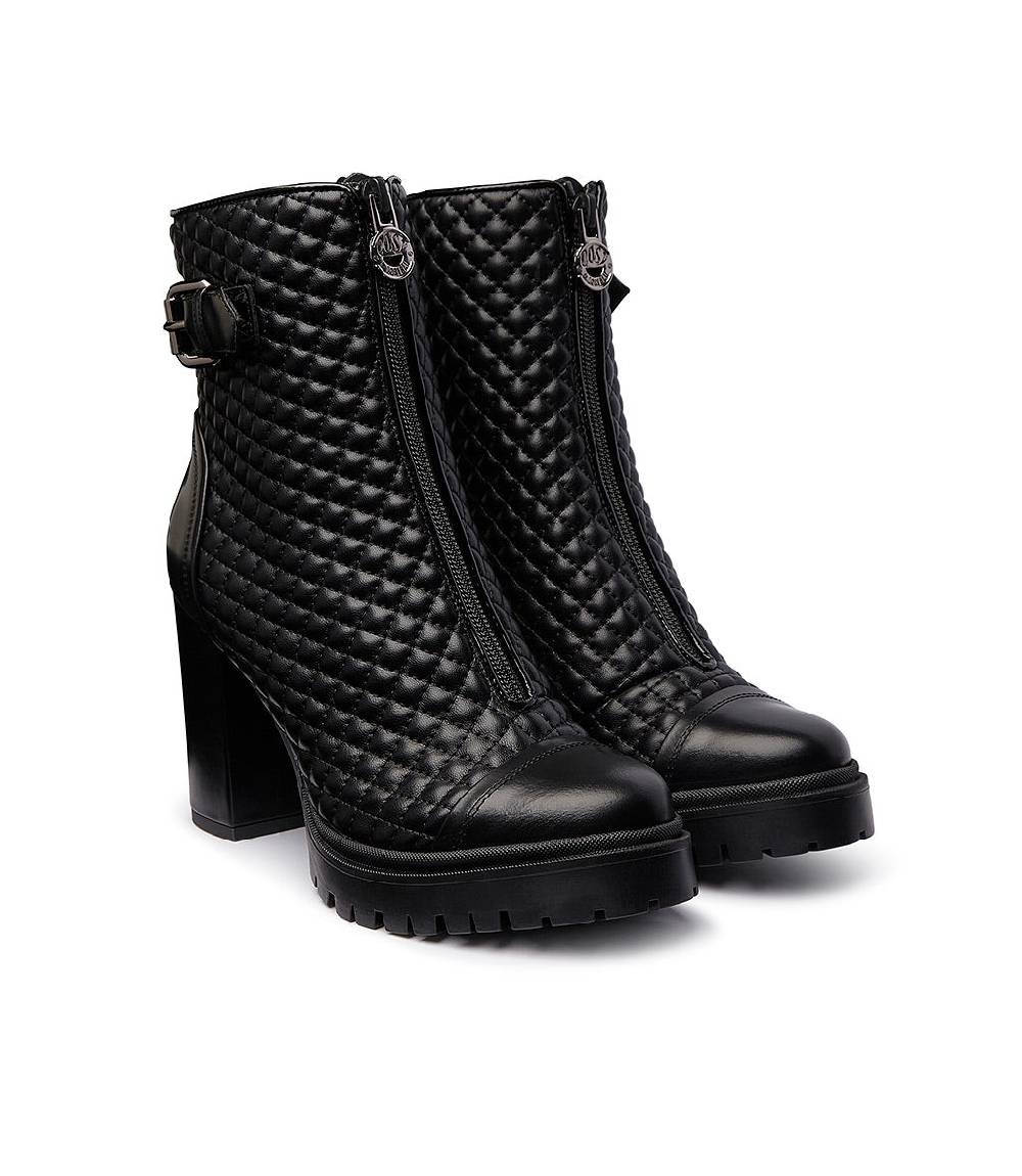 Loriblu Stivaletti in pelle nera con inserti trapuntati Fino Al -60%