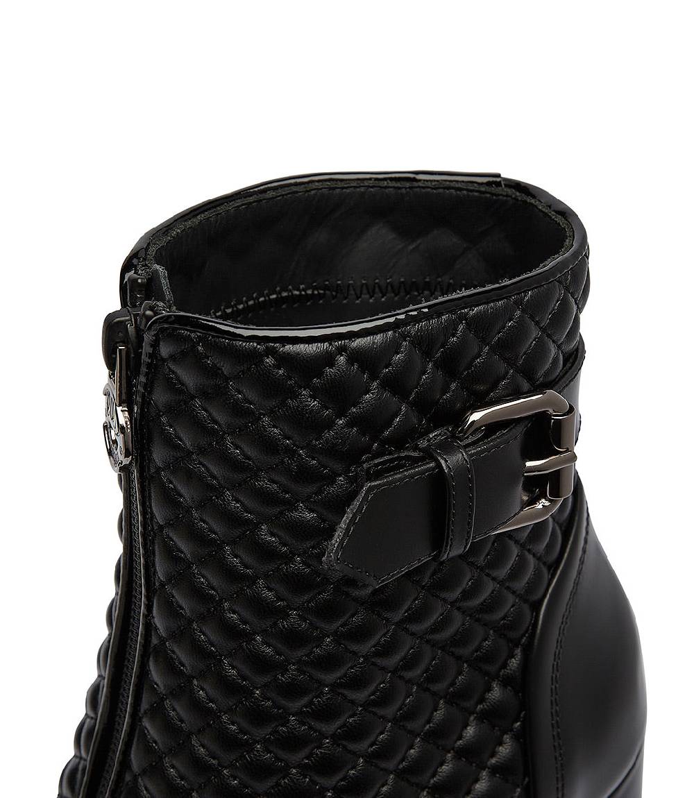 Loriblu Stivaletti in pelle nera con inserti trapuntati Fino Al -60%