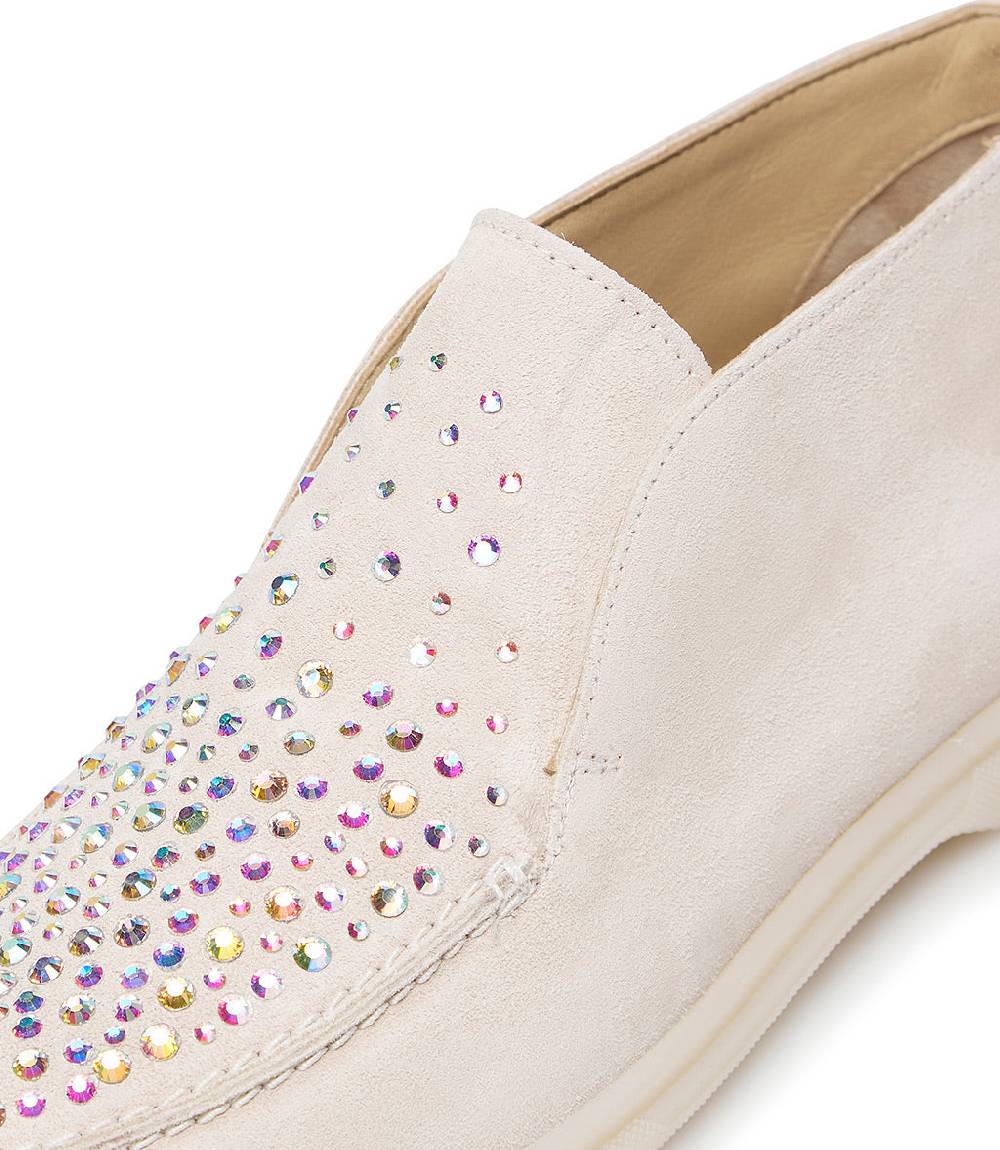 Loriblu Mocassini in pelle scamosciata rosa cipria con cristalli 2025