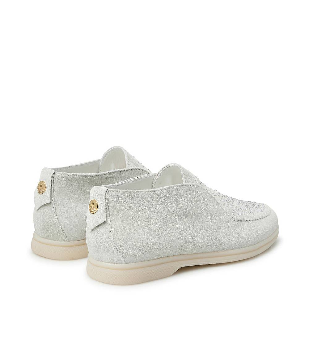 Loriblu Mocassini in pelle scamosciata bianco con cristalli Italia