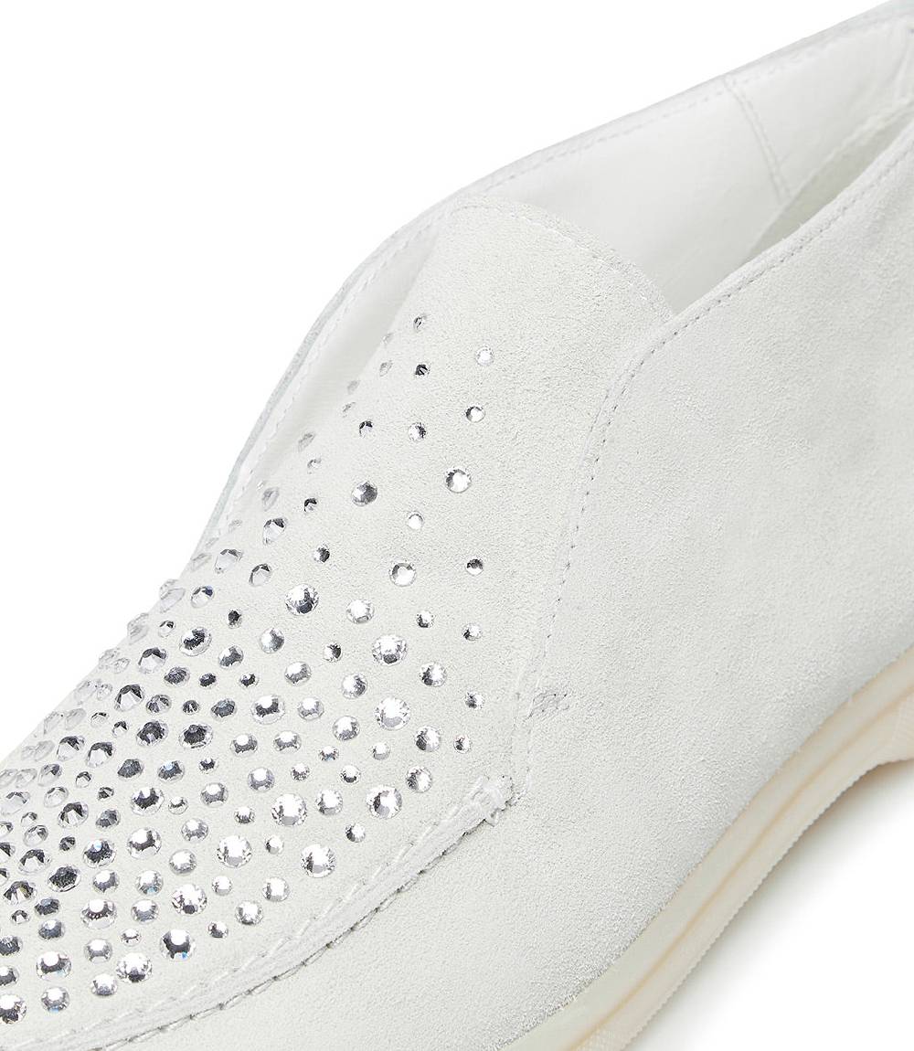 Loriblu Mocassini in pelle scamosciata bianco con cristalli Italia