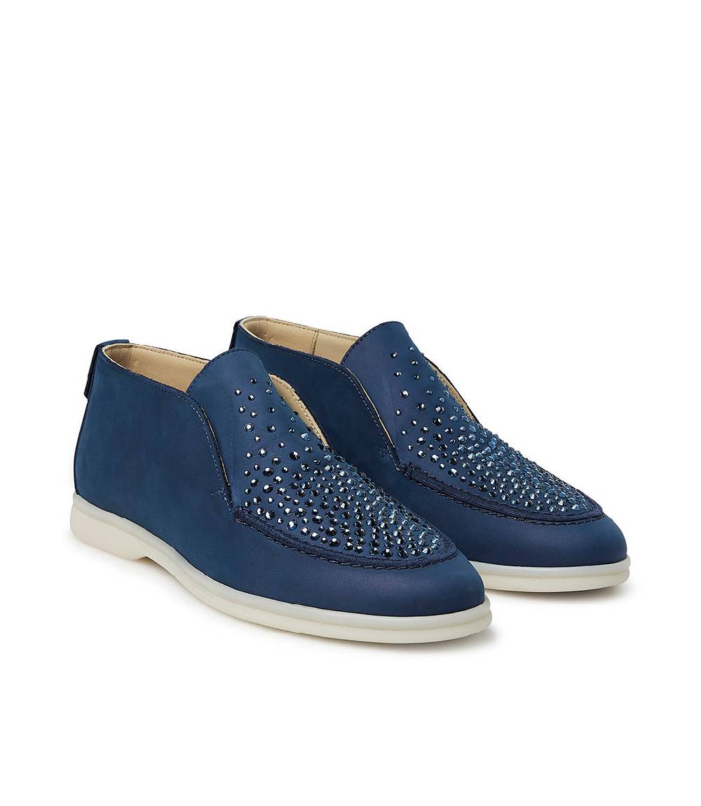 Loriblu Mocassini in pelle blu con cristalli Qualità
