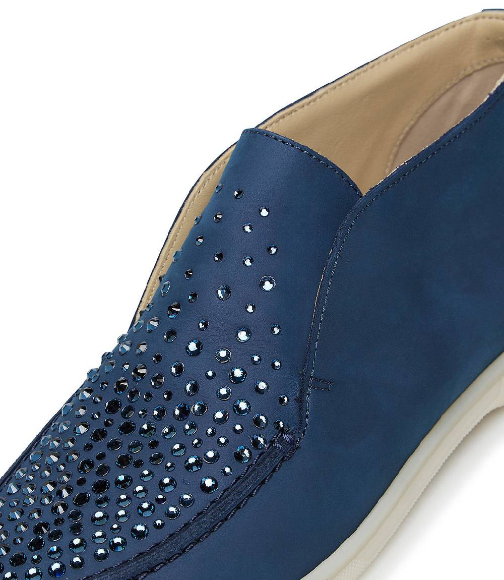 Loriblu Mocassini in pelle blu con cristalli Qualità