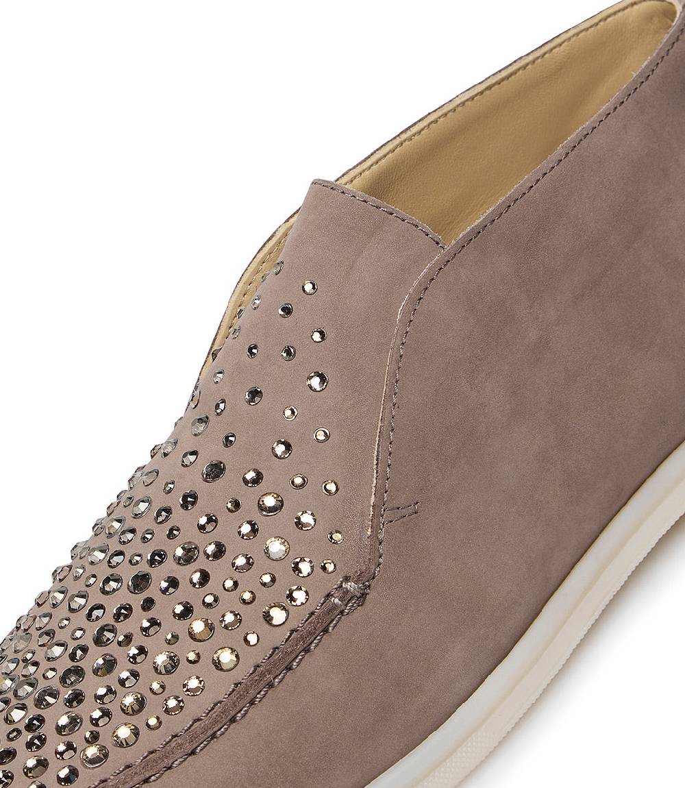 Loriblu Mocassini in pelle fango con cristalli Vendita