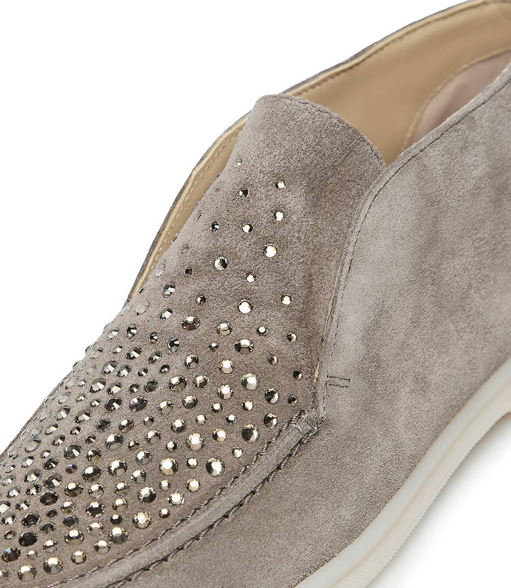 Loriblu Mocassini in pelle scamosciata creta con cristalli Promozione