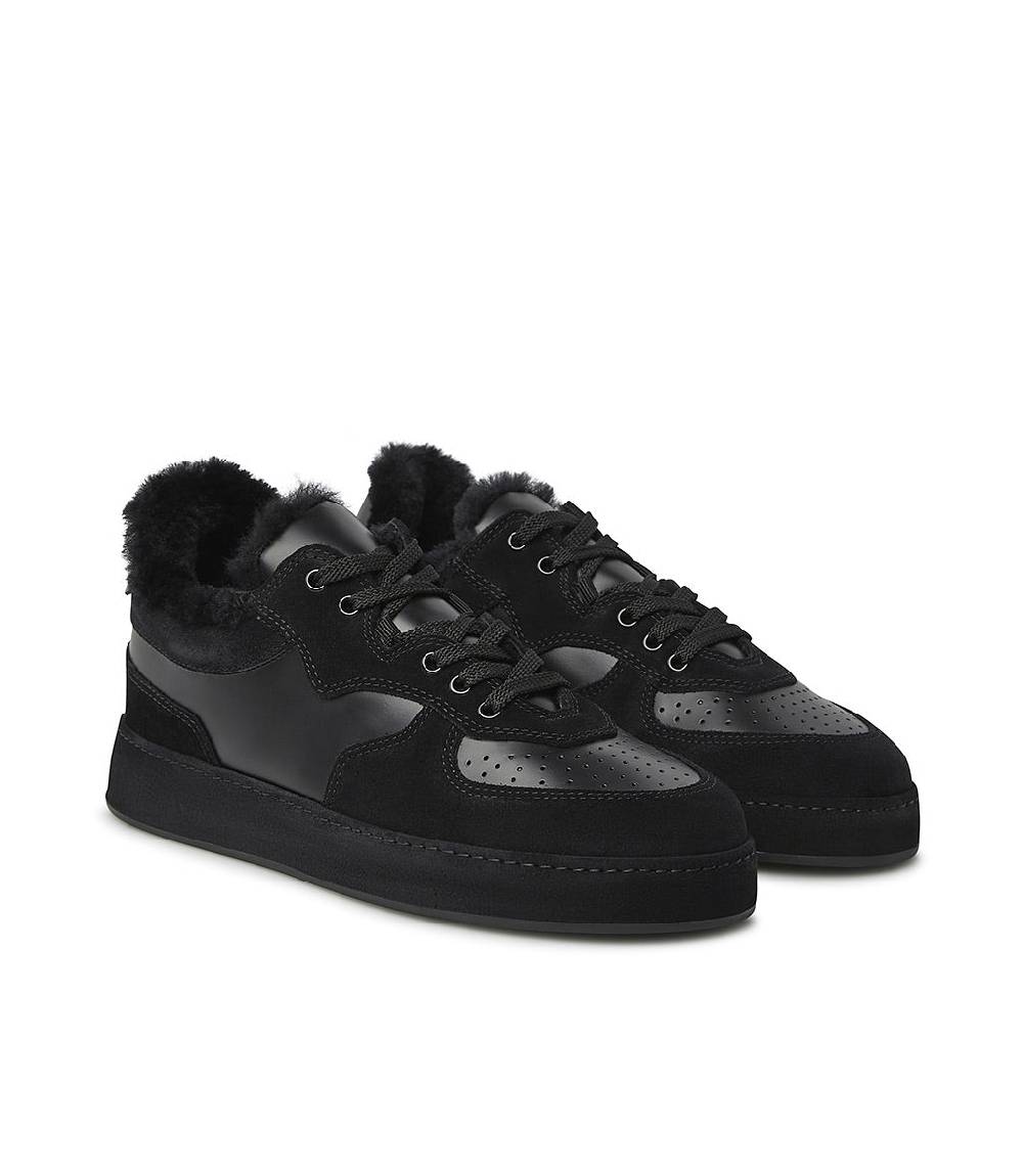 Loriblu Sneakers in pelle, camoscio e shearling nero Convenienza