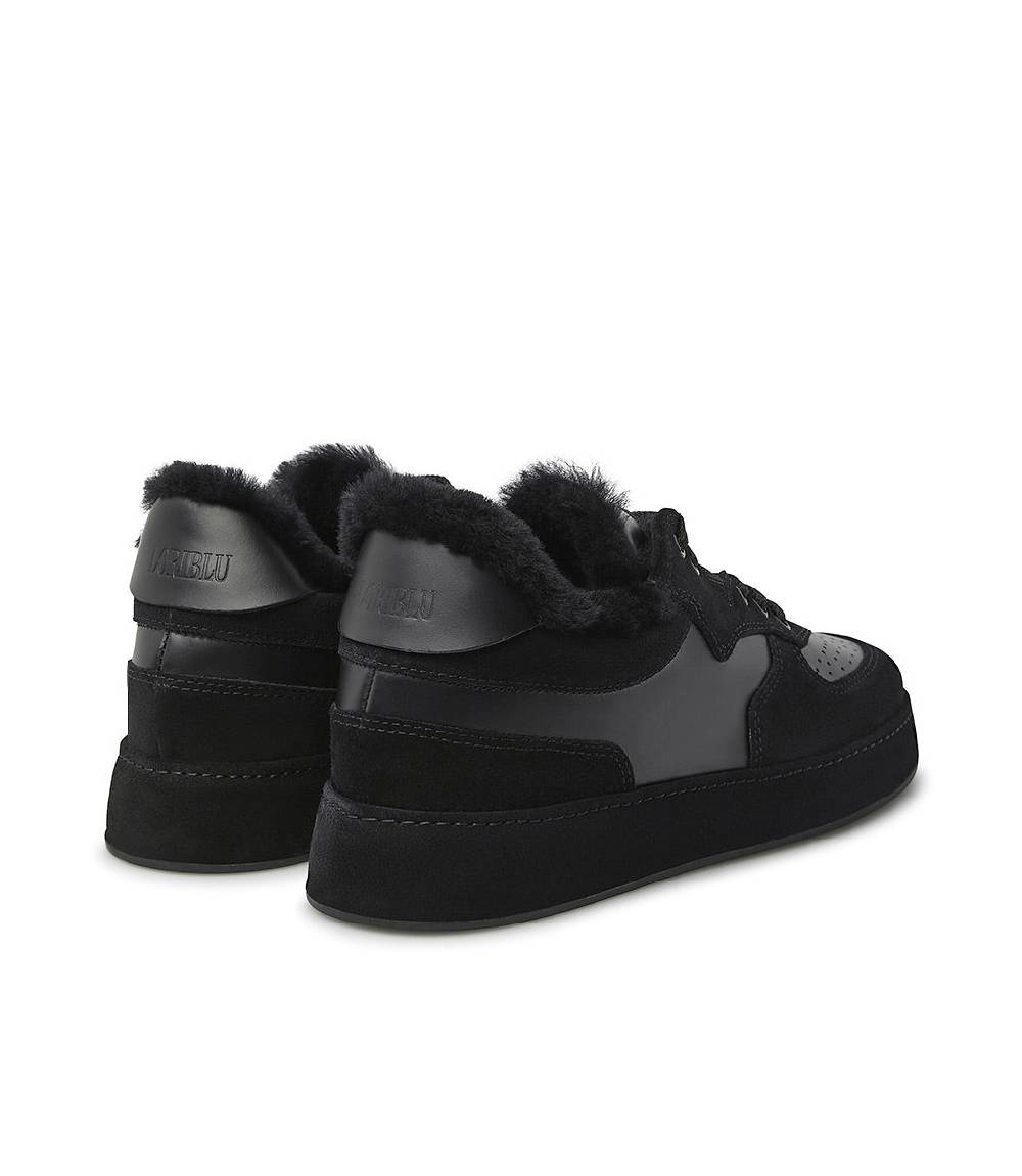 Loriblu Sneakers in pelle, camoscio e shearling nero Convenienza