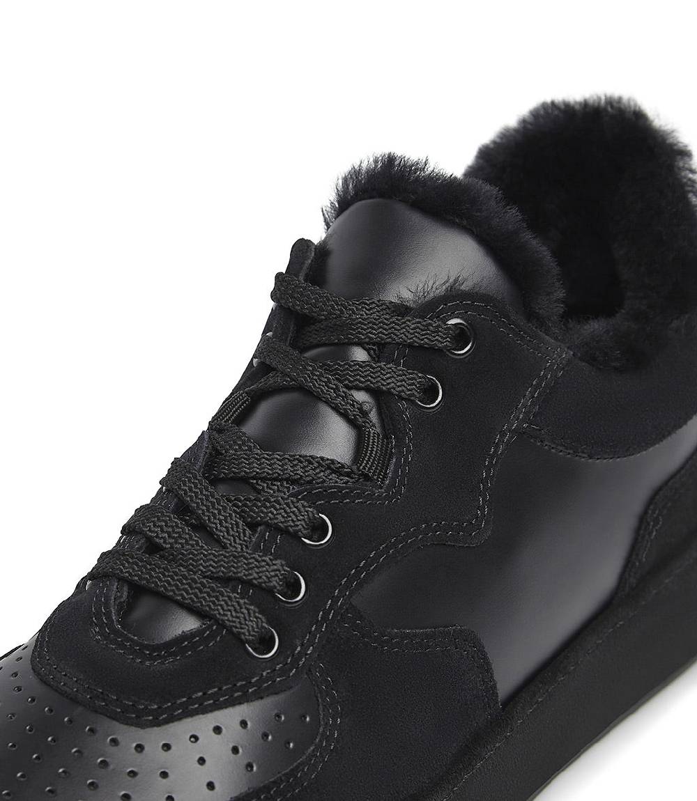 Loriblu Sneakers in pelle, camoscio e shearling nero Convenienza