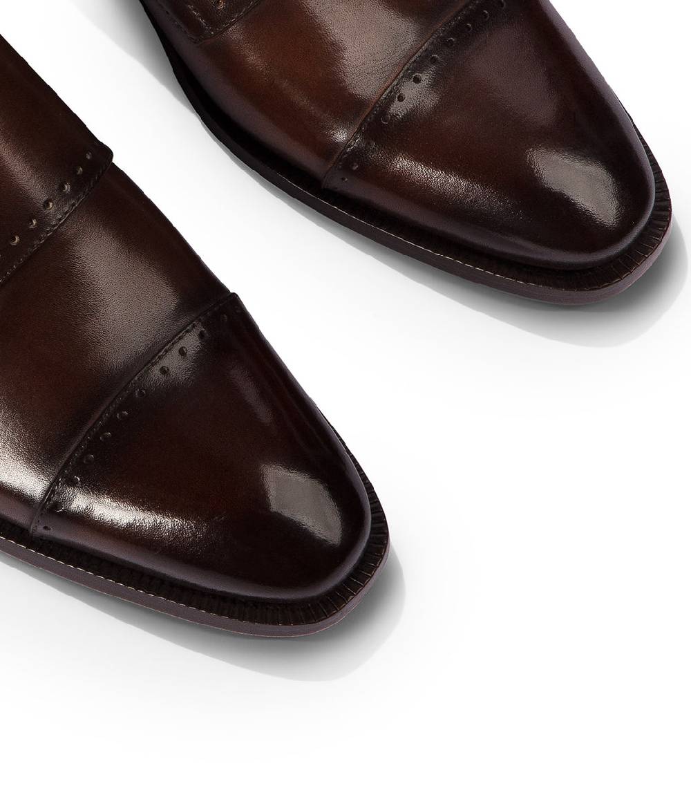 Loriblu Monk strap in pelle marrone brogue Saldi Di Fabbrica