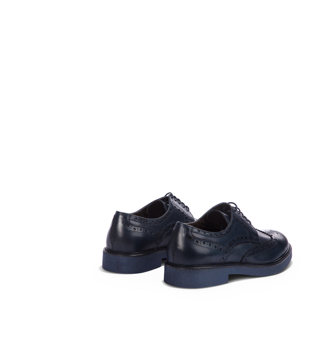 Loriblu Derby in pelle brogue blu In Saldo