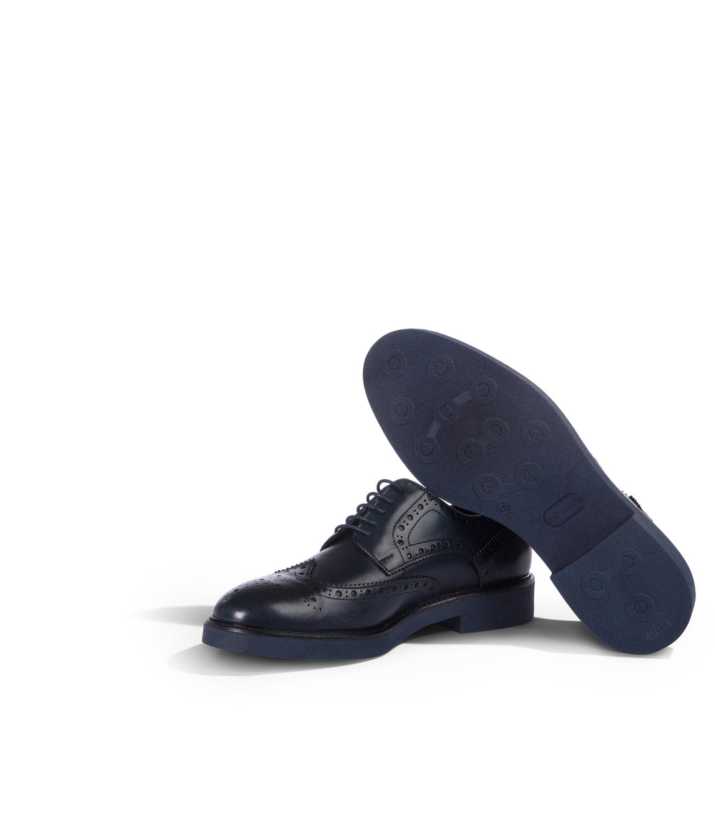 Loriblu Derby in pelle brogue blu In Saldo