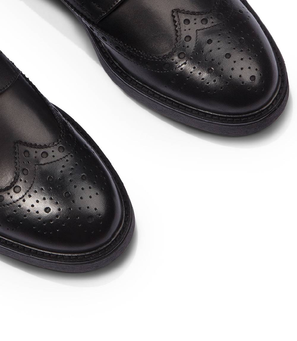 Loriblu Derby in pelle brogue nero Vendita calda