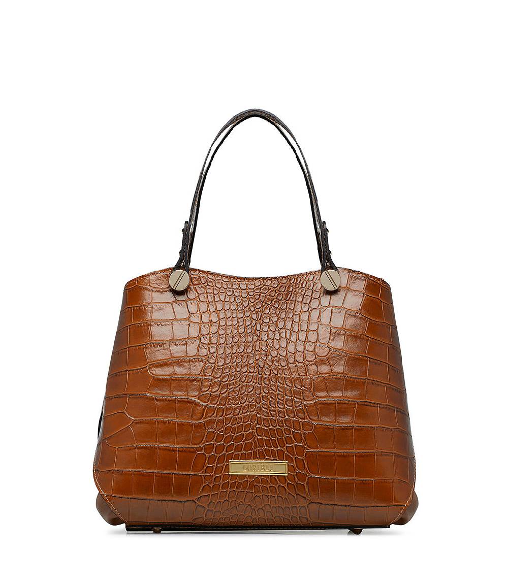 Loriblu Borsa tote cuoio in pelle stampa cocco