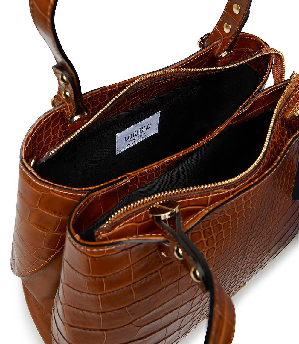 Loriblu Borsa tote cuoio in pelle stampa cocco Qualità Garantita