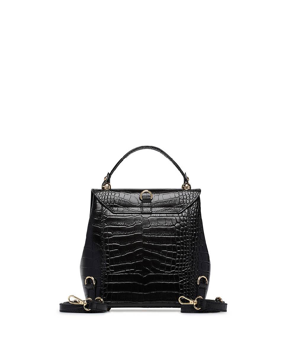 Loriblu Borsa a mano nera in pelle stampa cocco Negozi Online