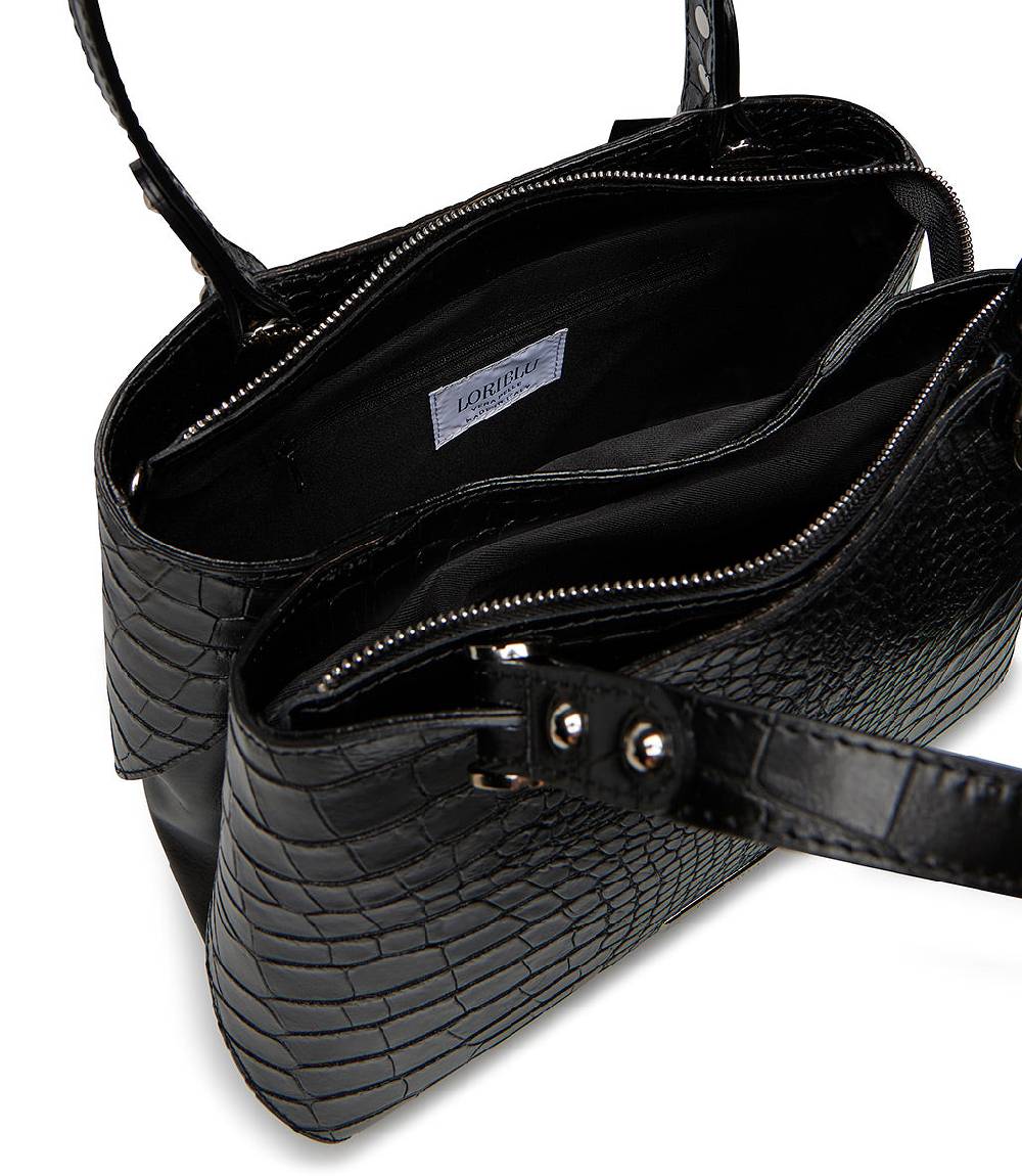 Loriblu Borsa nera in pelle stampa cocco Acquista Ora