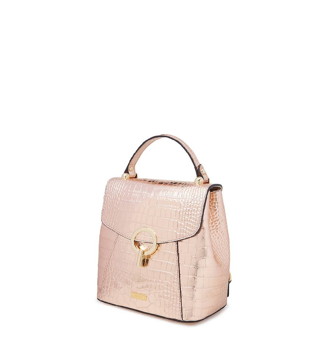 Loriblu Borsa a mano rosa in pelle laminata stampa cocco Promozione Limitata